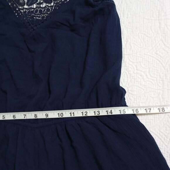 American Eagle Outfitters Lace Detail Navy Blue Halter Romper Shorts Size L Wome - Picture 9 of 10